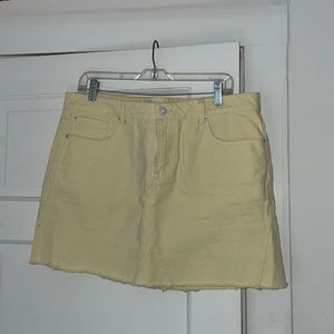 Yellow denim mini skirt